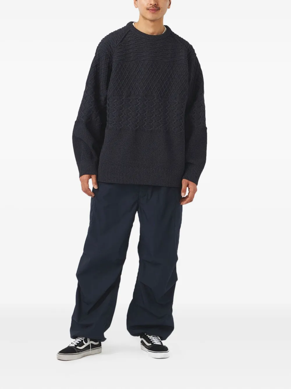 Nanamica Textured Crew-neck Sweater In Black