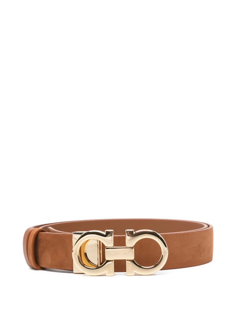 Ferragamo Gancini Suede Belt In Brown