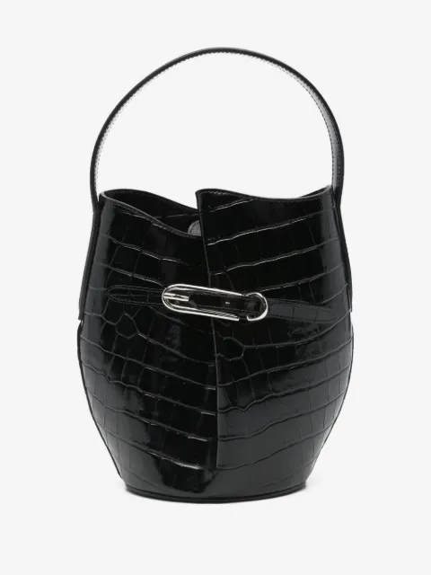 Liffner croc-embossing belted bucket bag