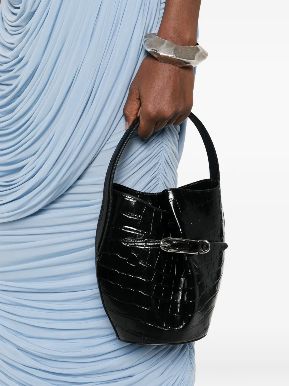 Liffner croc-embossing belted bucket bag | Image 2