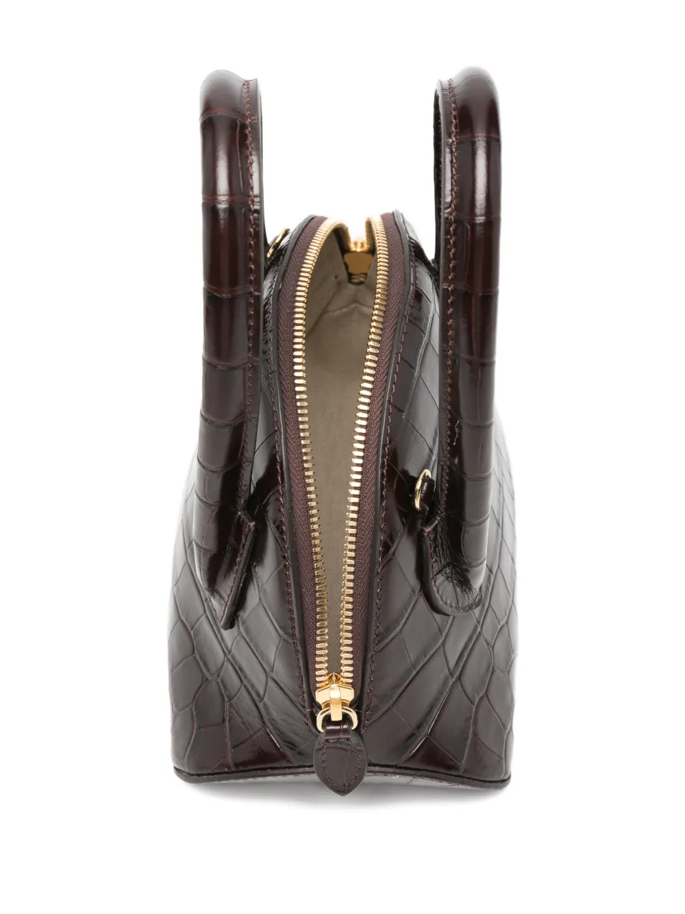 Liffner Dome Croc-embossing Mini Bag In Brown