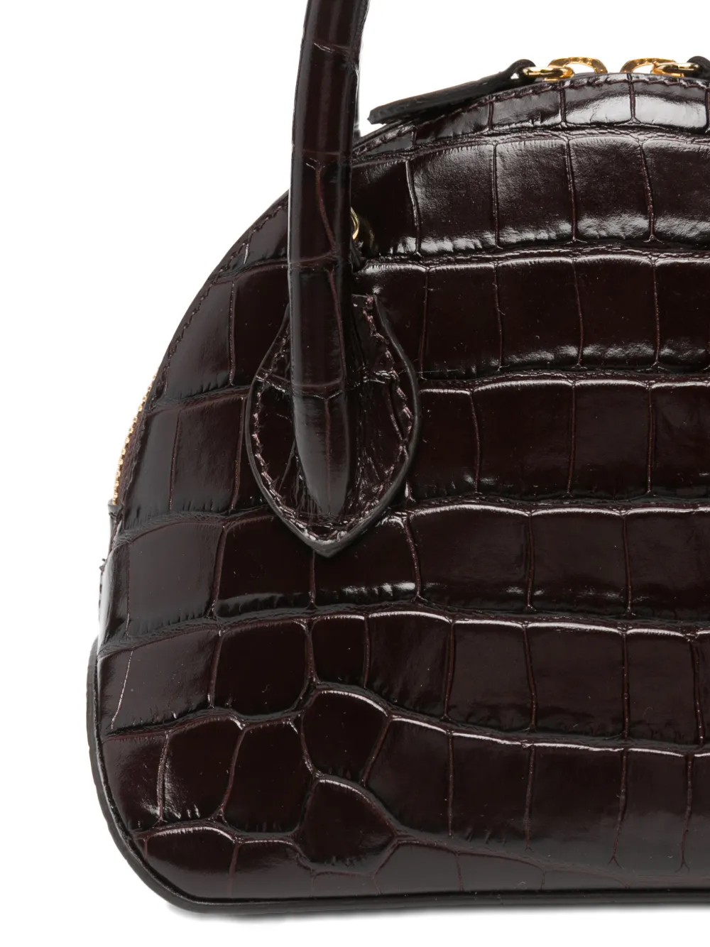 Liffner Dome Croc-embossing Mini Bag In Brown