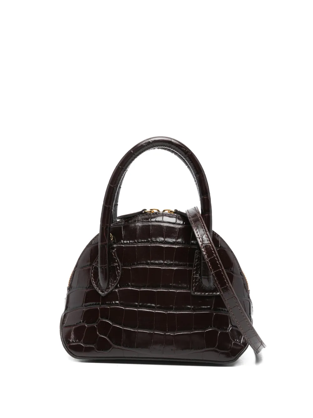 Liffner Dome croc-embossing mini bag - Marrone