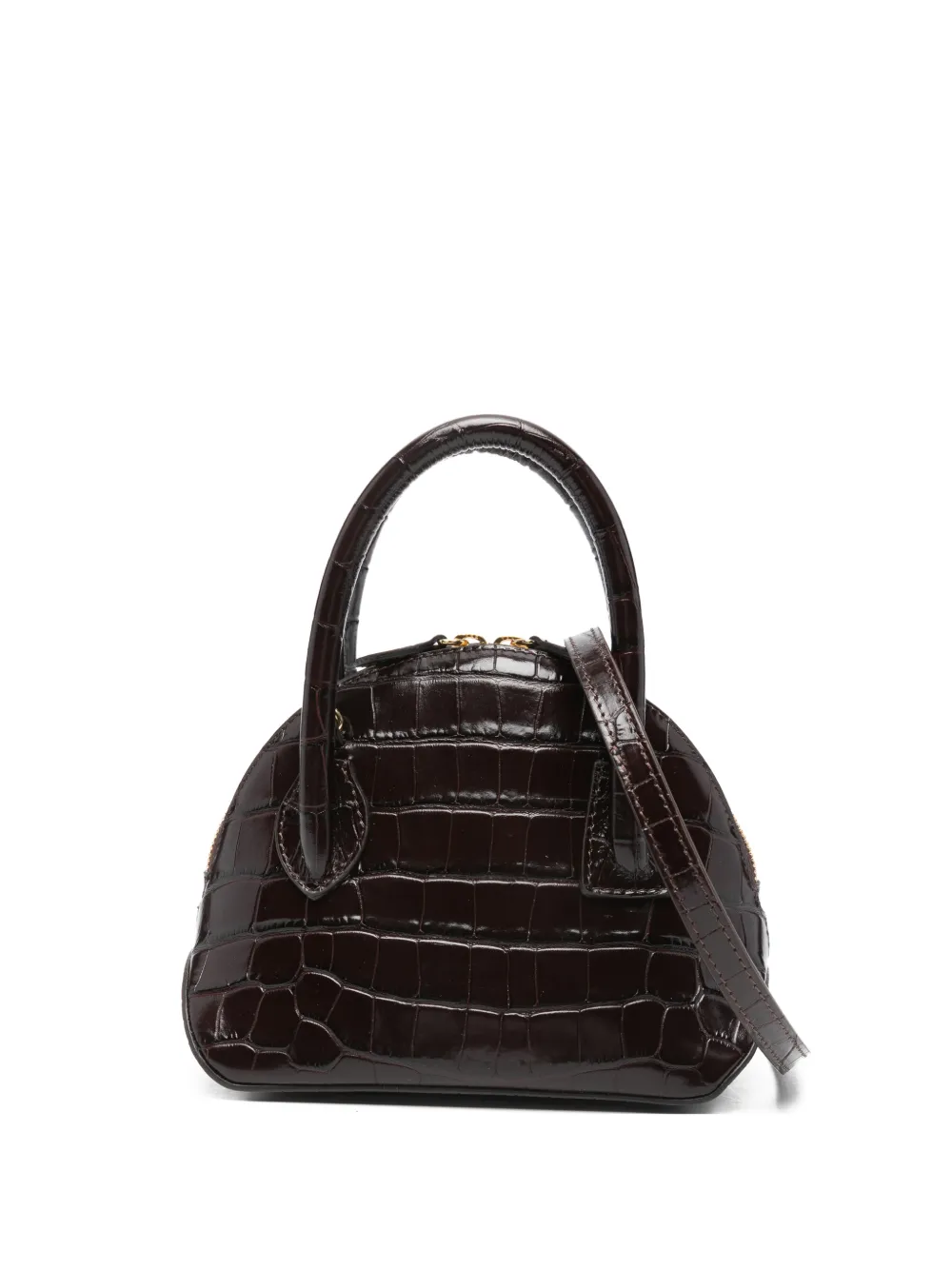Liffner Dome Croc-embossing Mini Bag In Brown