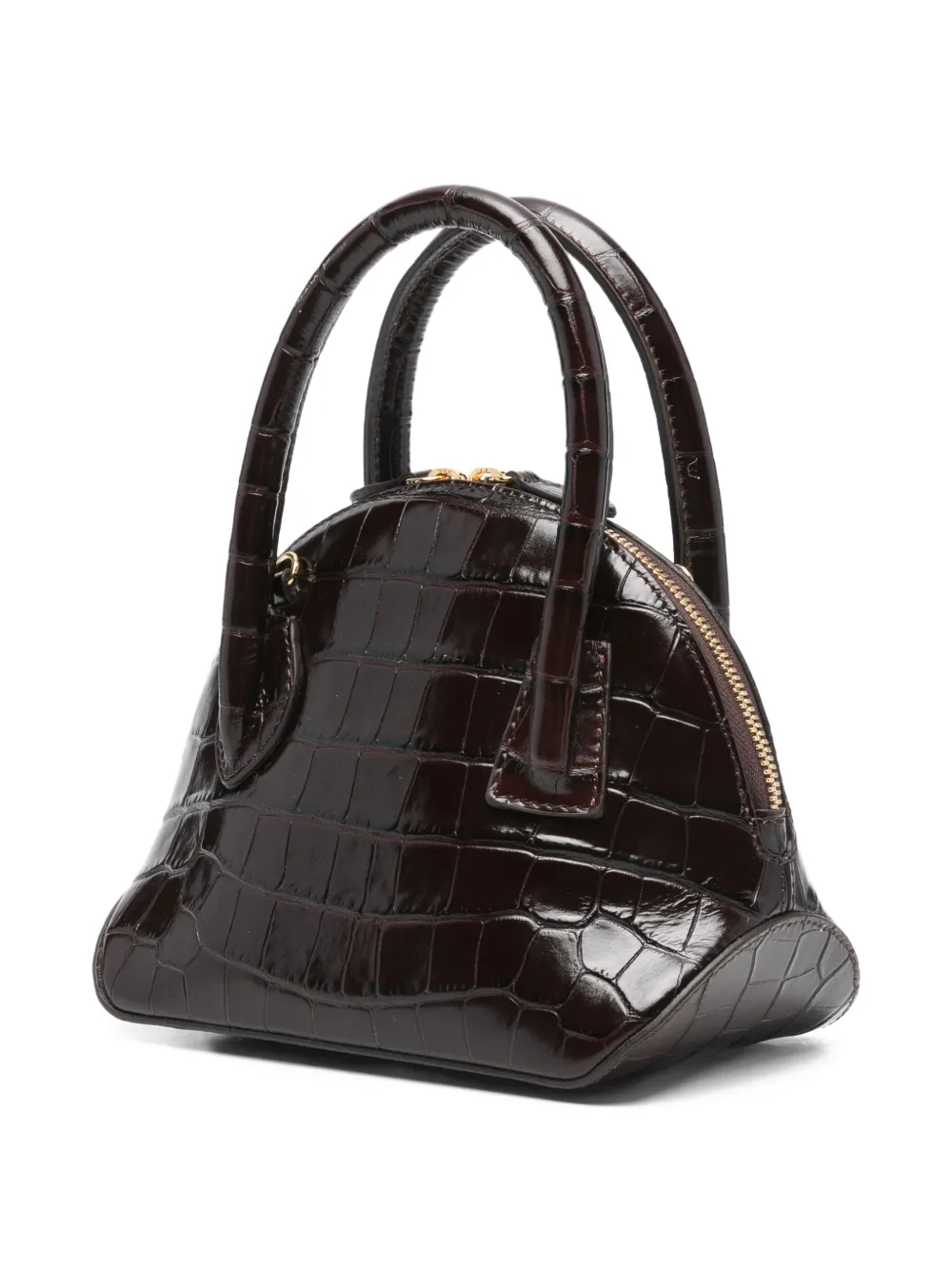 Liffner Dome Croc-embossing Mini Bag In Brown