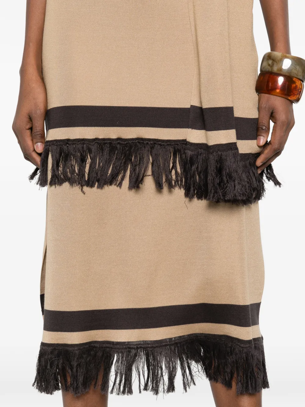 Ferragamo Midi-rok met franje Beige