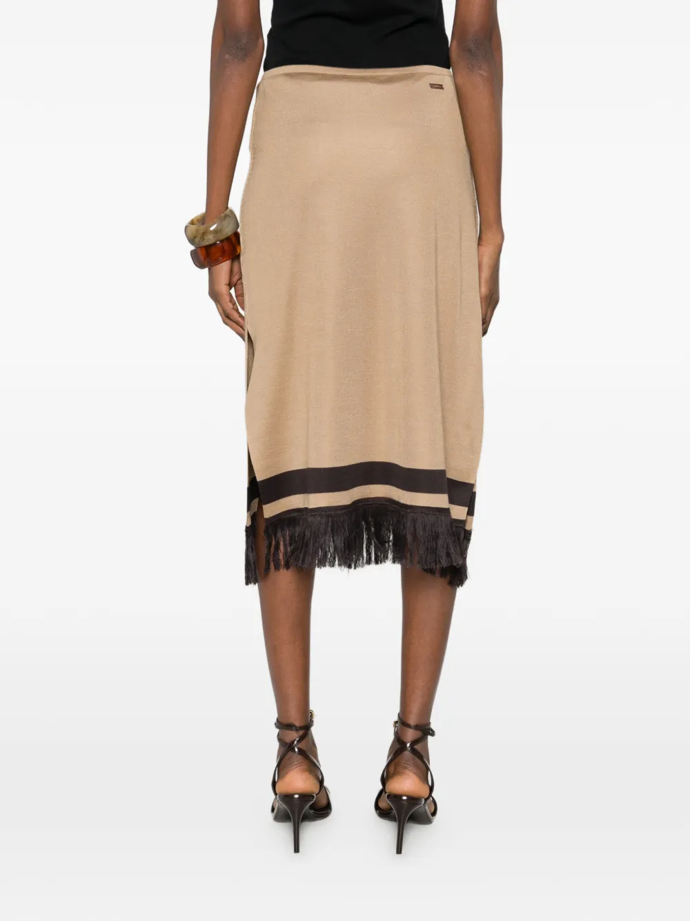 Ferragamo Midi-rok met franje Beige