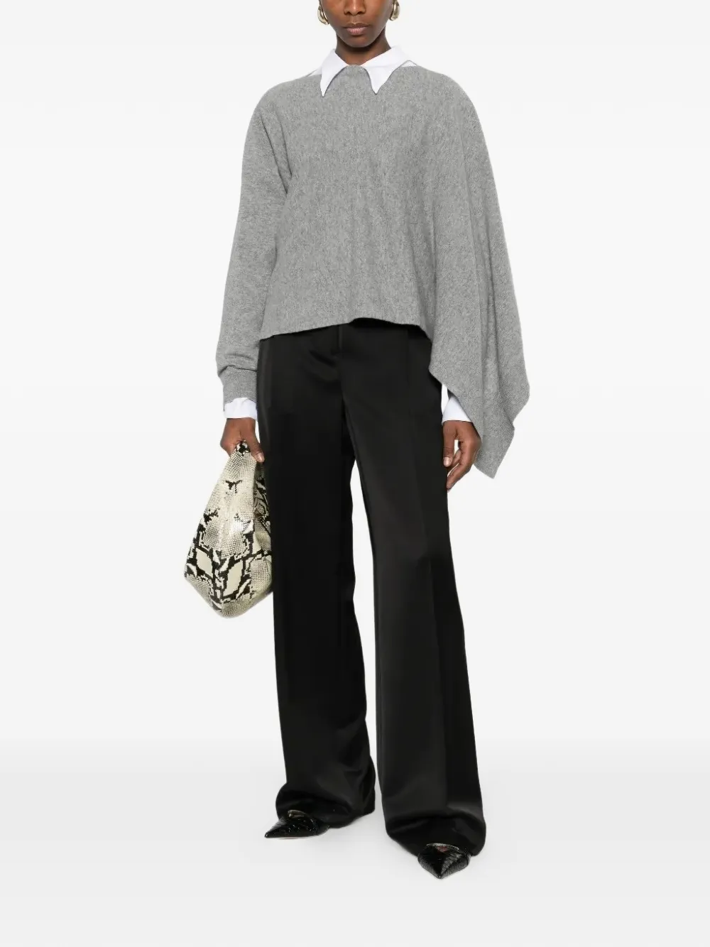 Jil Sander Gedrapeerde asymmetrische cape Grijs