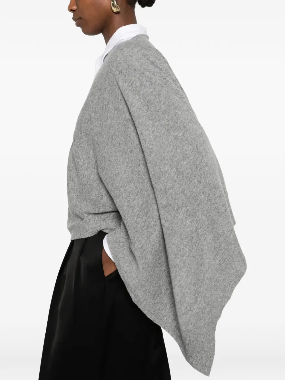Jil Sander Gedrapeerde asymmetrische cape Grijs