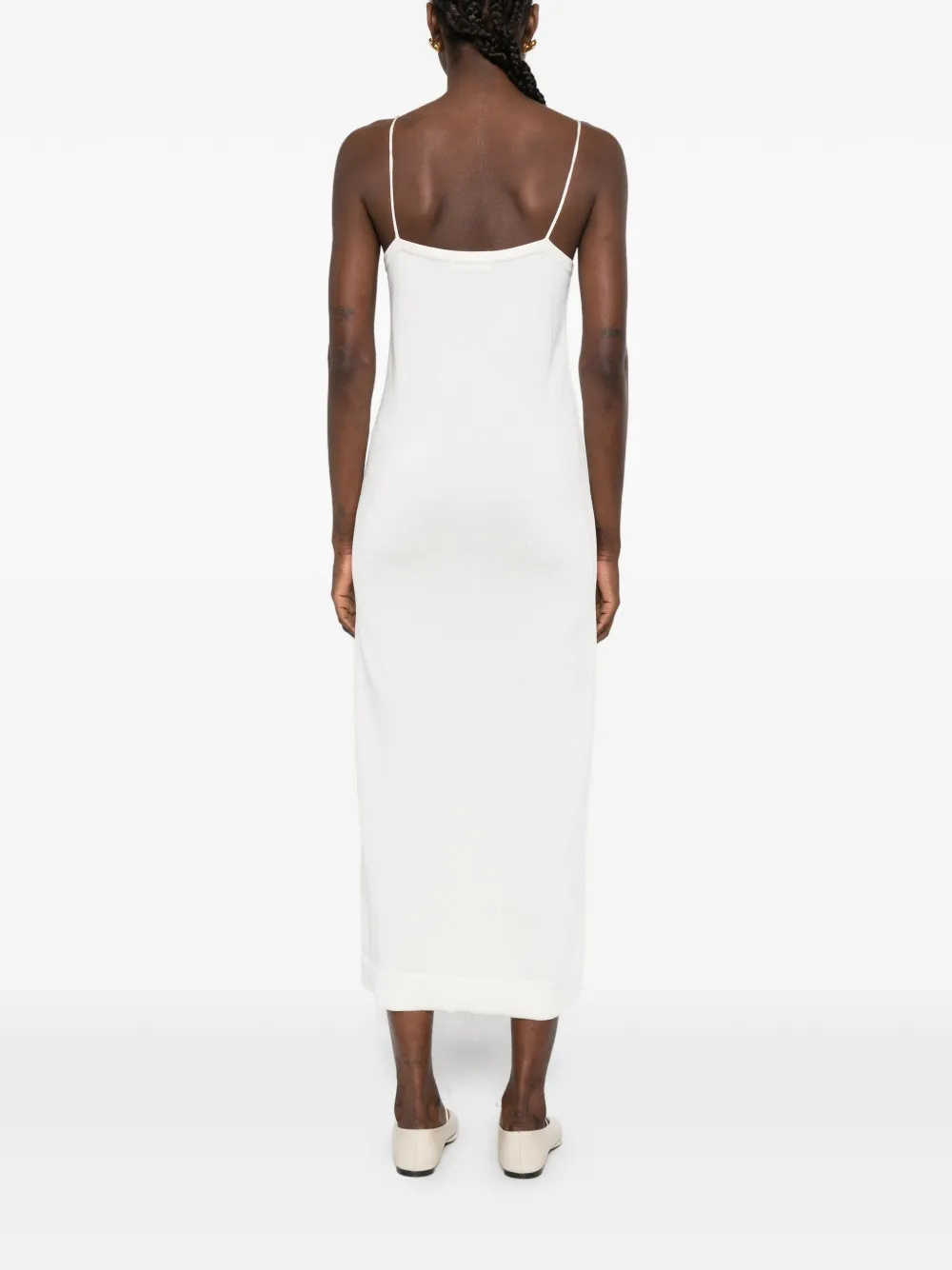 Jil Sander Gehaakte midi-jurk met bloemen Beige