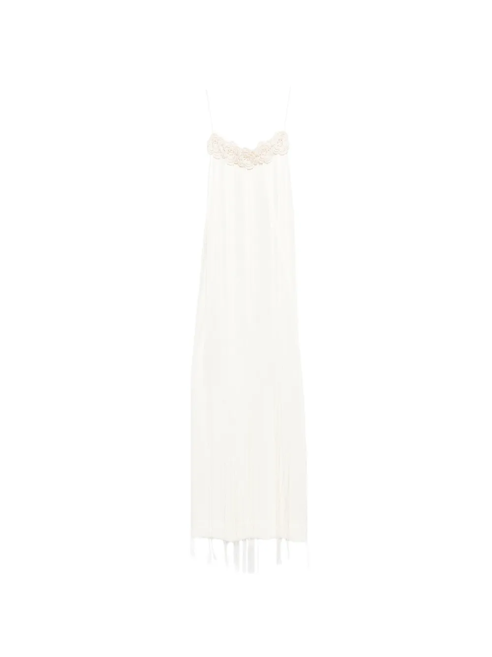 Jil Sander crochet floral slip midi dress - Toni neutri