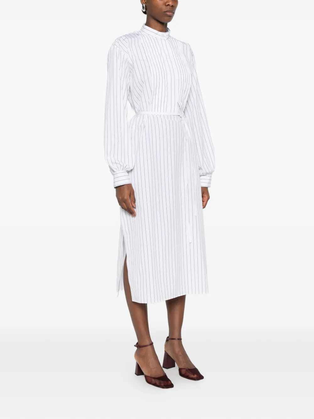 Jil Sander Gestreepte midi-jurk Wit