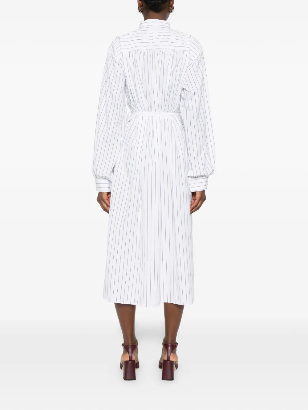 Jil Sander Gestreepte midi-jurk Wit