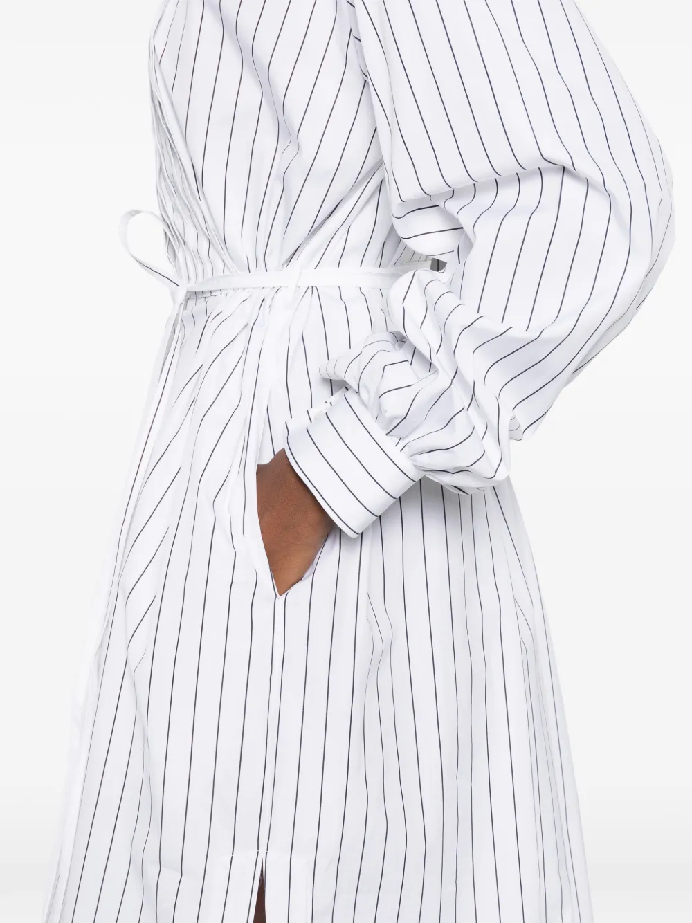 Jil Sander Gestreepte midi-jurk Wit