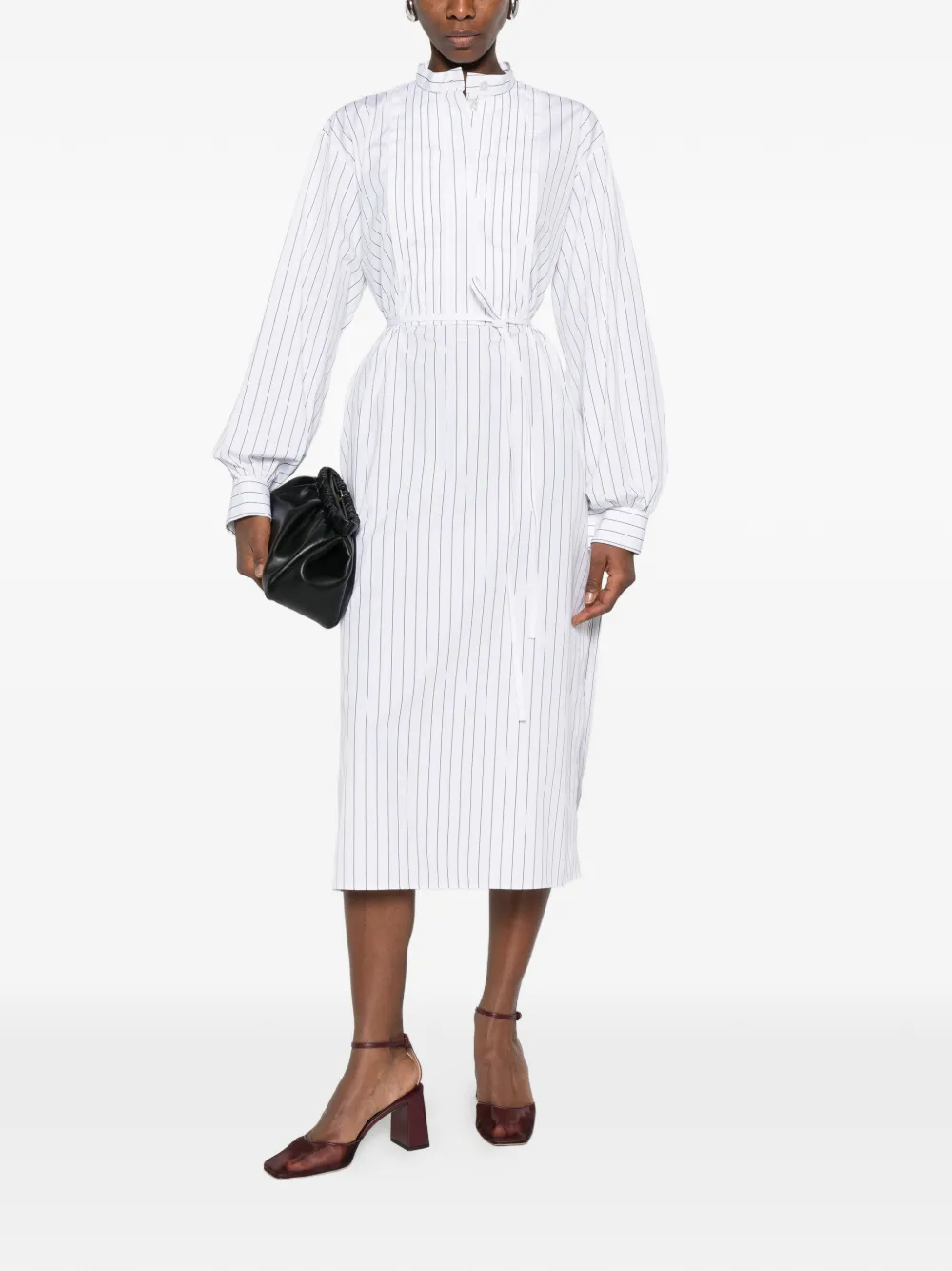 Jil Sander Gestreepte midi-jurk Wit