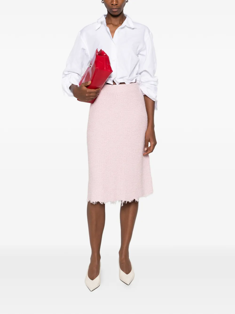 Jil Sander A-line frayed skirt - Roze