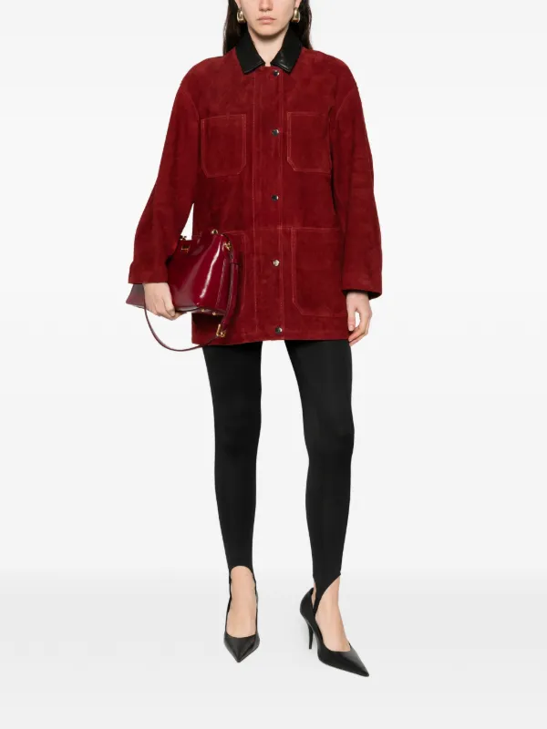 Nour Hammour Barn Suede Jacket | Red | FARFETCH