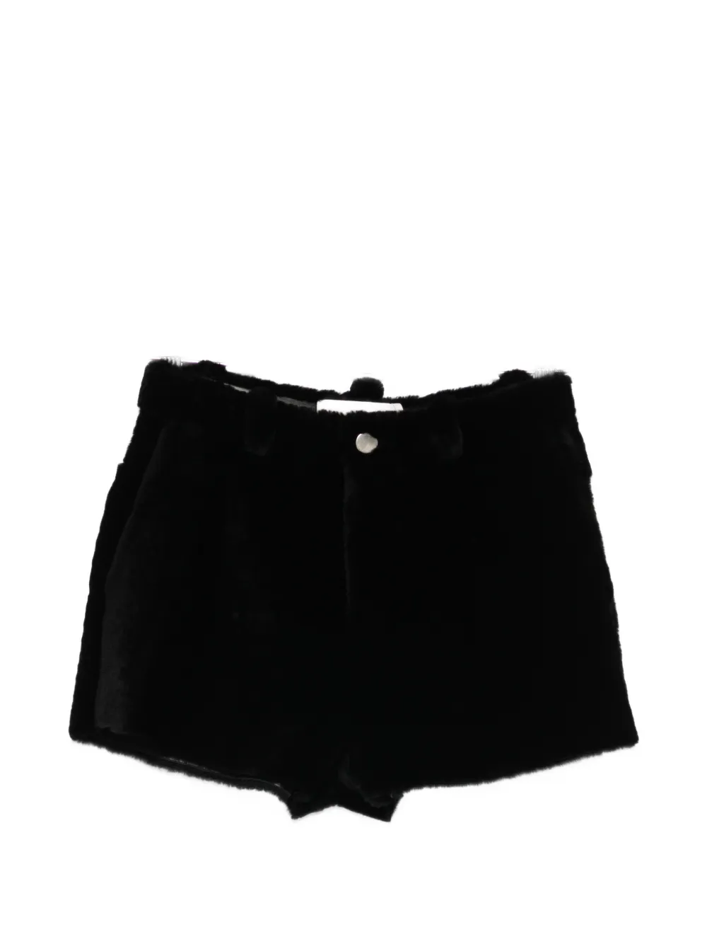 Nour Hammour Leontine Shearling Shorts In Black
