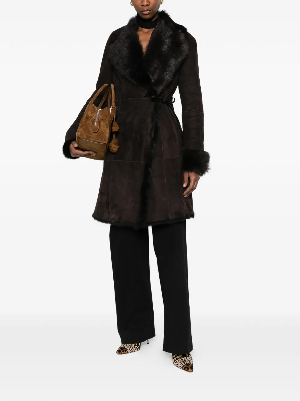  Nour Hammour Joni Shearling Coat - Brown 