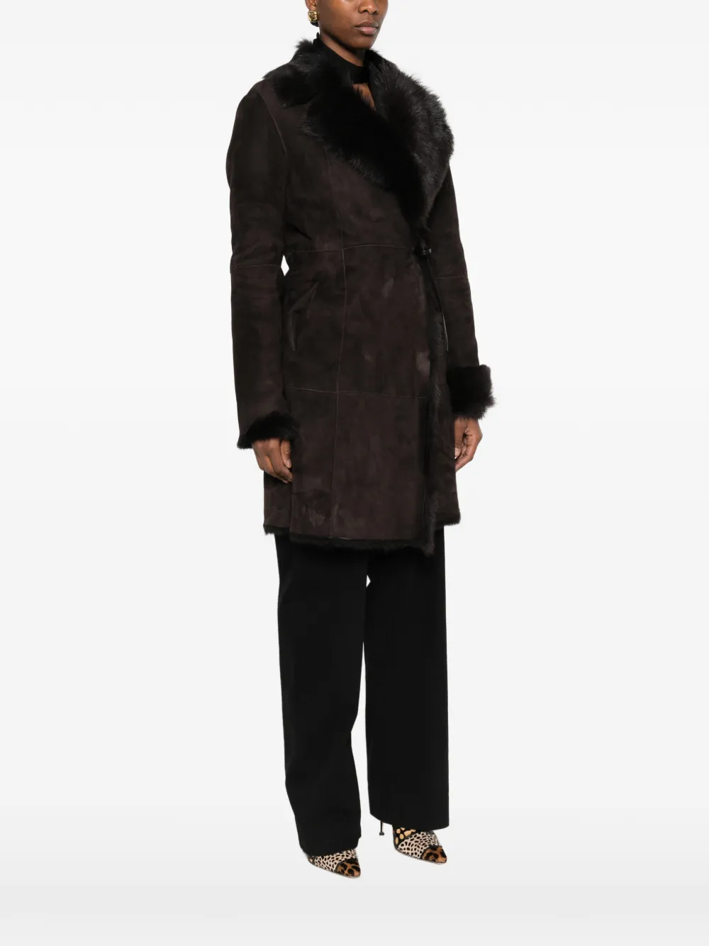  Nour Hammour Joni Shearling Coat - Brown 