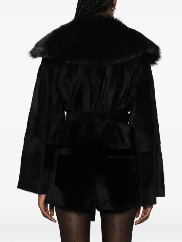 jaedon faux shearling jacket dress in black Plus Size Clothing – Plussizefix main image 0