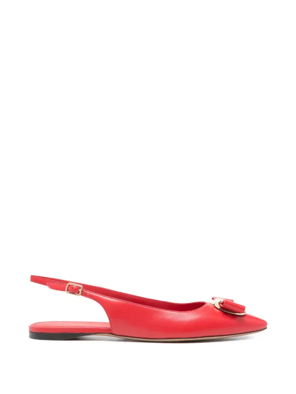 Ferragamo Zelmy リボン フラットシューズ | レッド | FARFETCH JP
