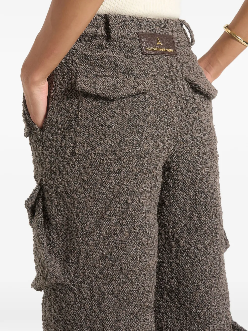 Manière De Voir Boucle-effect Cargo-pocket Trousers In Brown