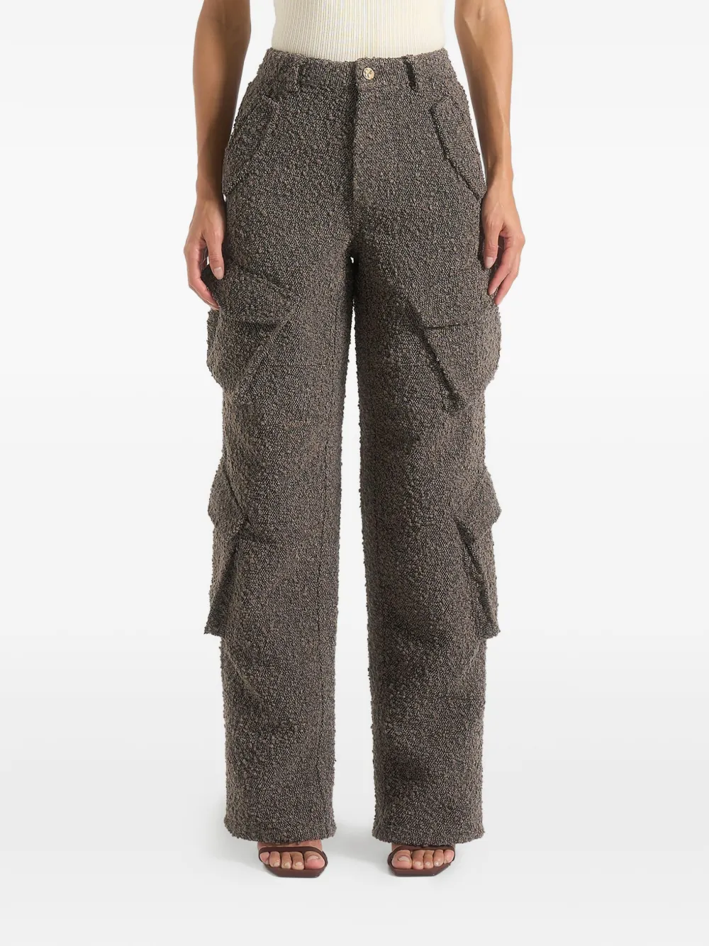 Manière De Voir Anne denim high-waist boucle cargo broek Bruin