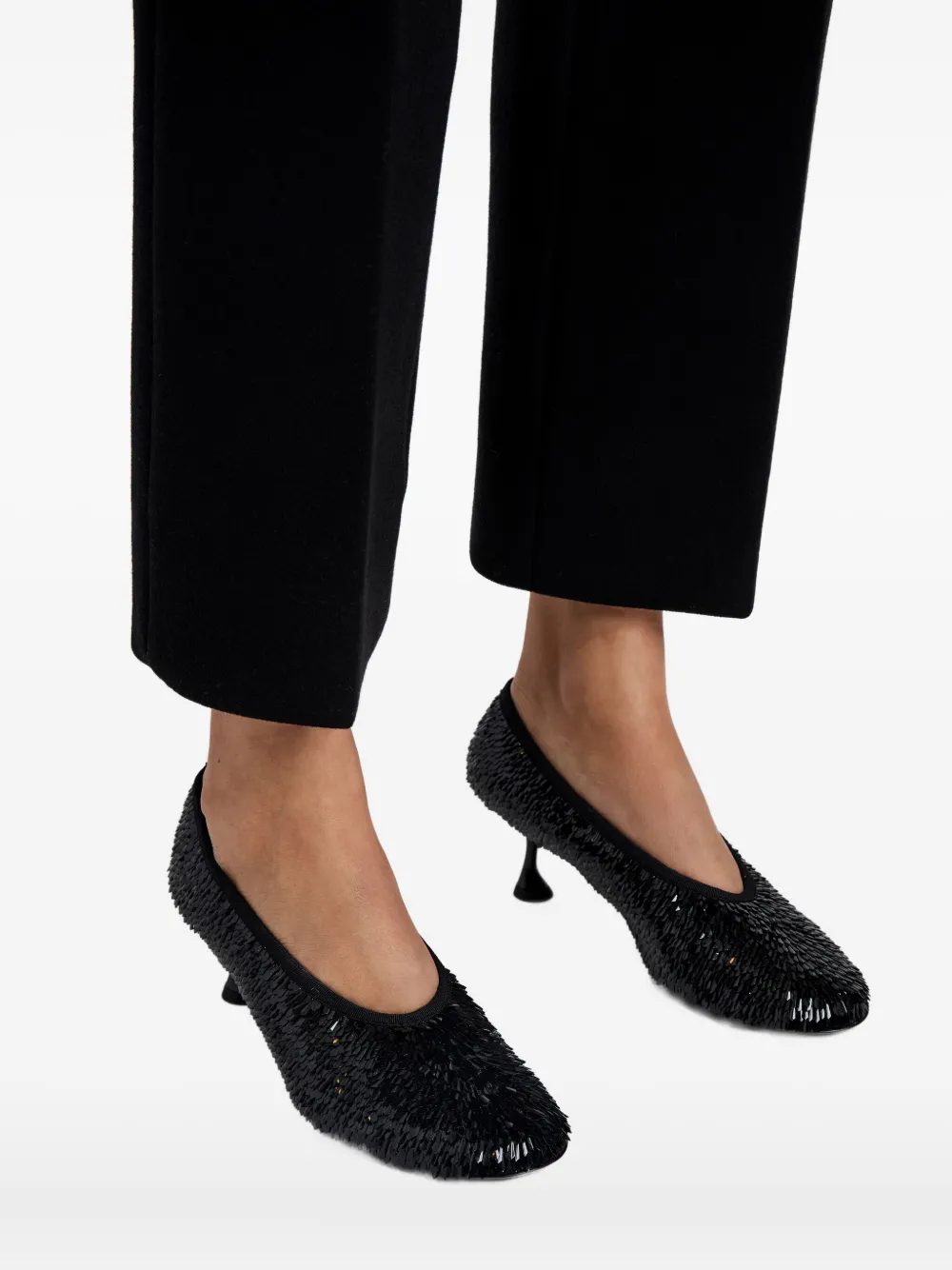 Proenza Schouler Tee pumps met pailletten Zwart