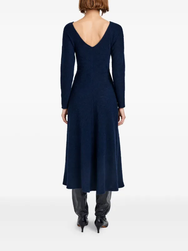knee length sequin dress Katya Sequin Round Neck Slit Dress  Royal + Reese