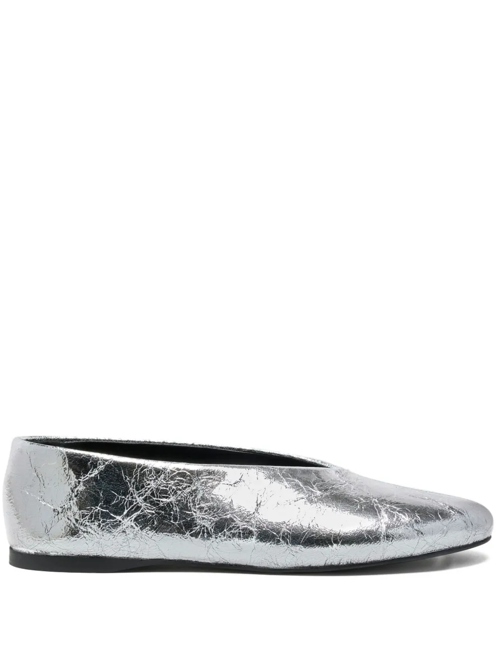 Proenza Schouler Tee Crinkled Ballet Flats In Silver