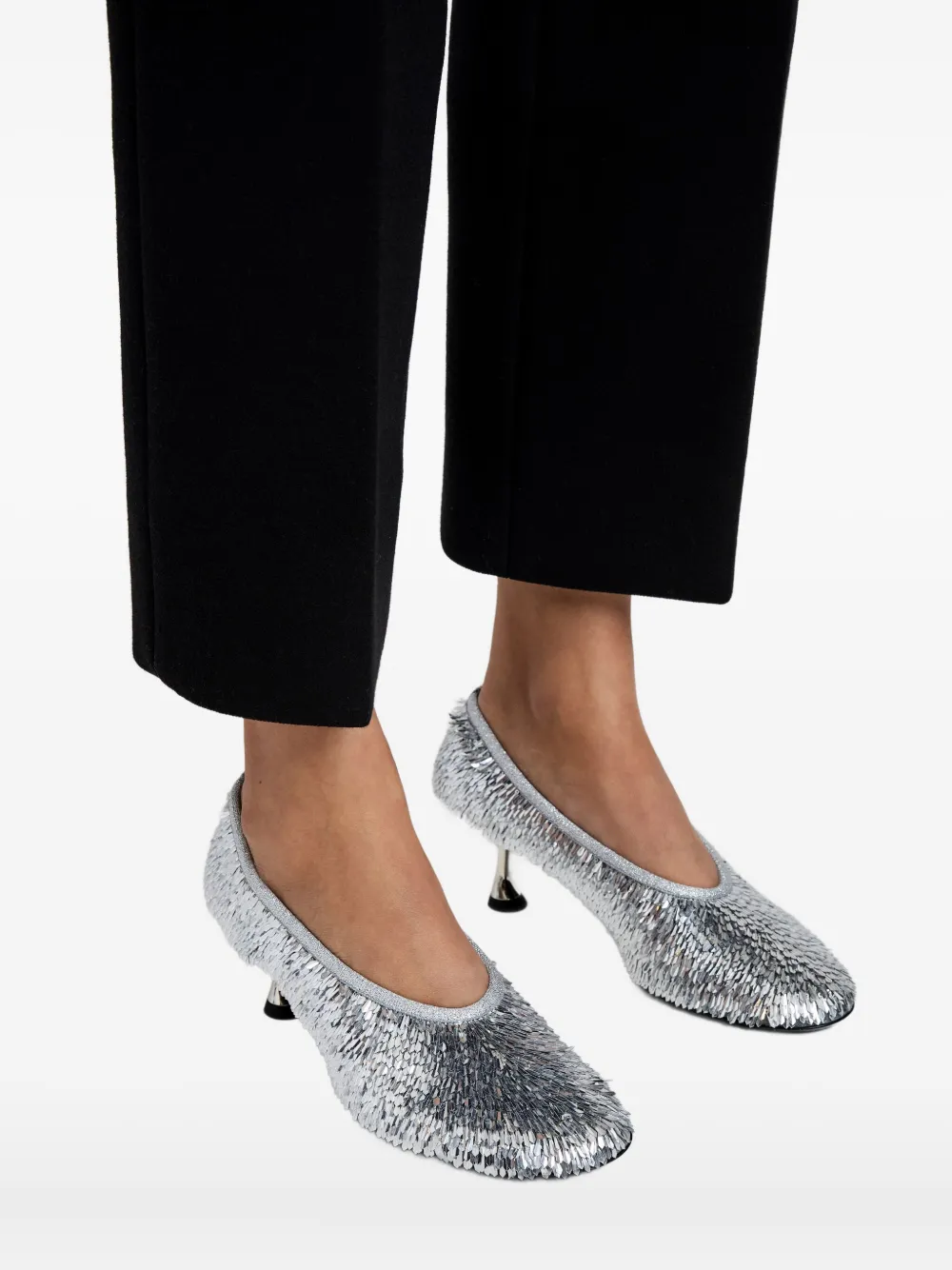 Proenza Schouler Tee pumps met pailletten Zilver
