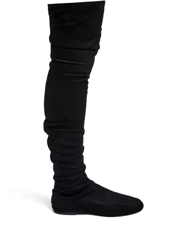 Proenza Schouler Tee Stretch Over the Knee Boots in Faux Suede in Black