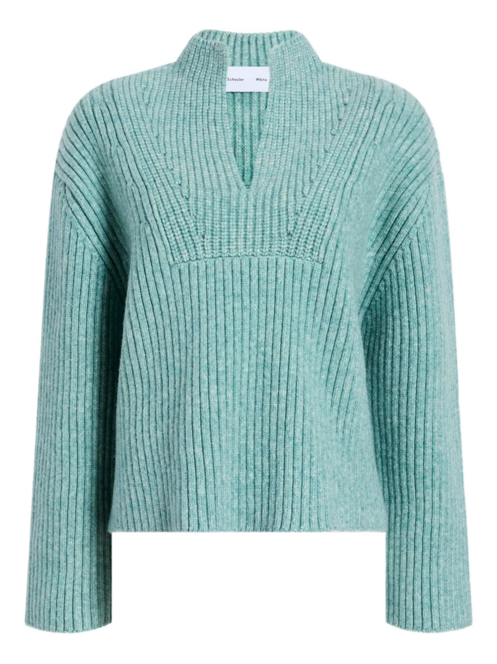 Proenza Schouler White Label Meron Sweater In Melange Merino Sea Glass Melange In Green