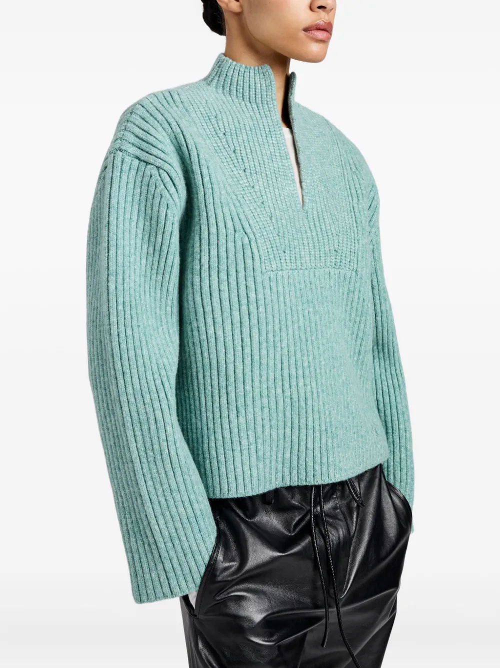 Proenza Schouler White Label Meron Sweater In Melange Merino Sea Glass Melange In Green
