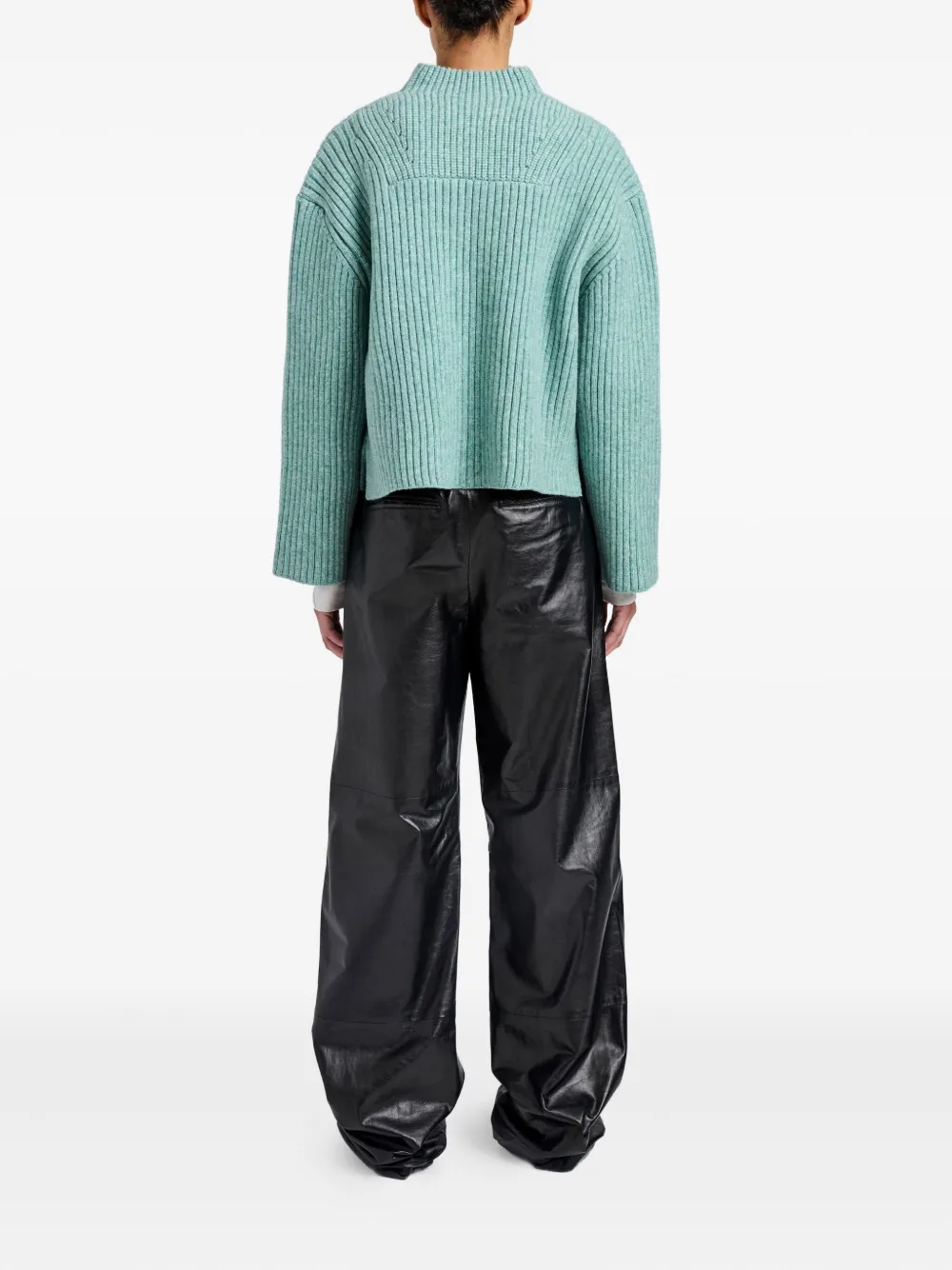 Proenza Schouler White Label Meron Sweater In Melange Merino Sea Glass Melange In Green