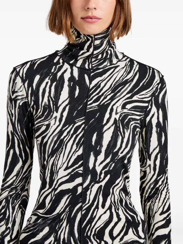 proenza schouler white label marble jersey turtleneck dress Audrey marble-print Top | Black burgundy christmas dress