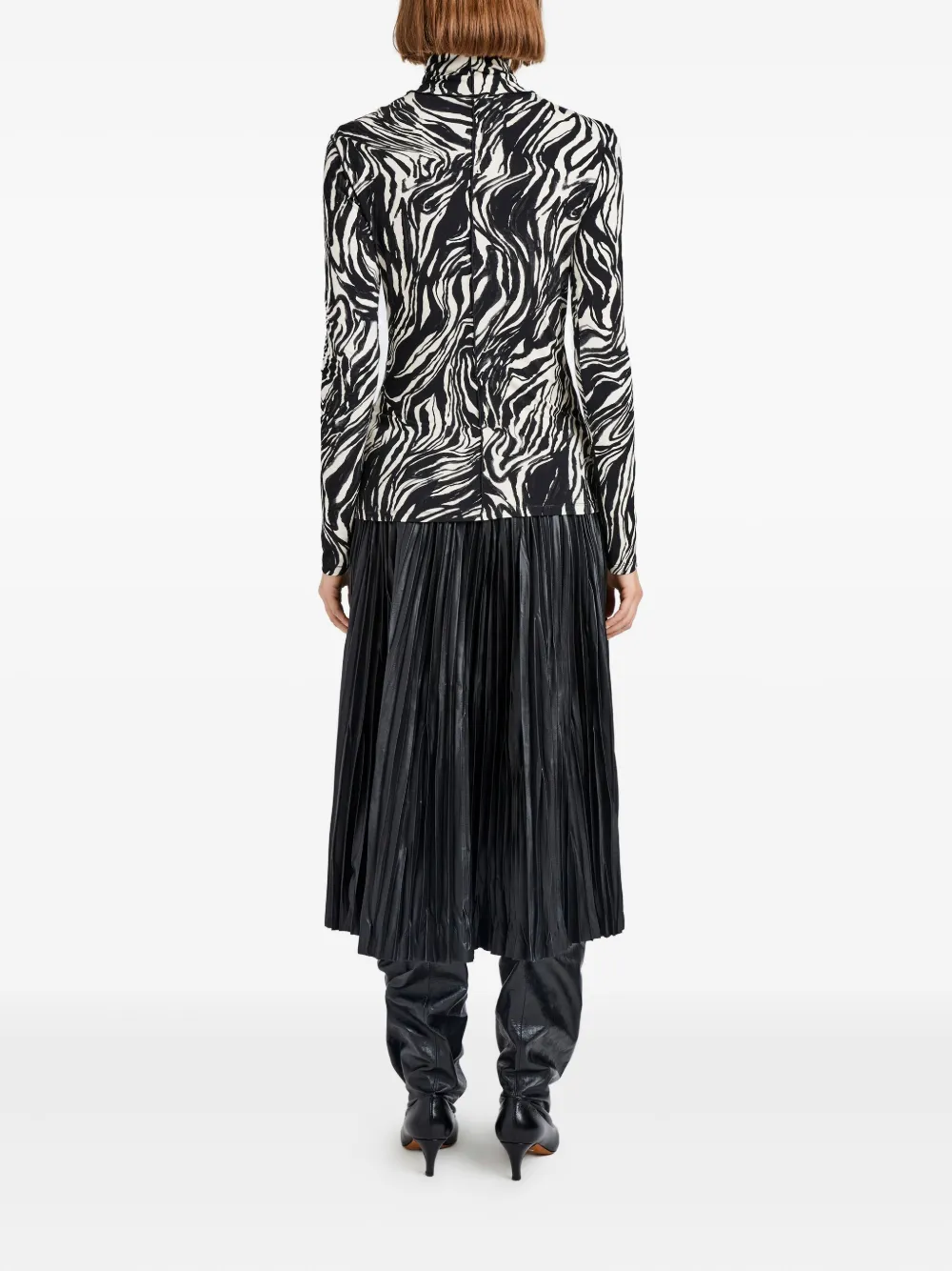 Proenza Schouler White Label Audrey Marble-print Top In Black