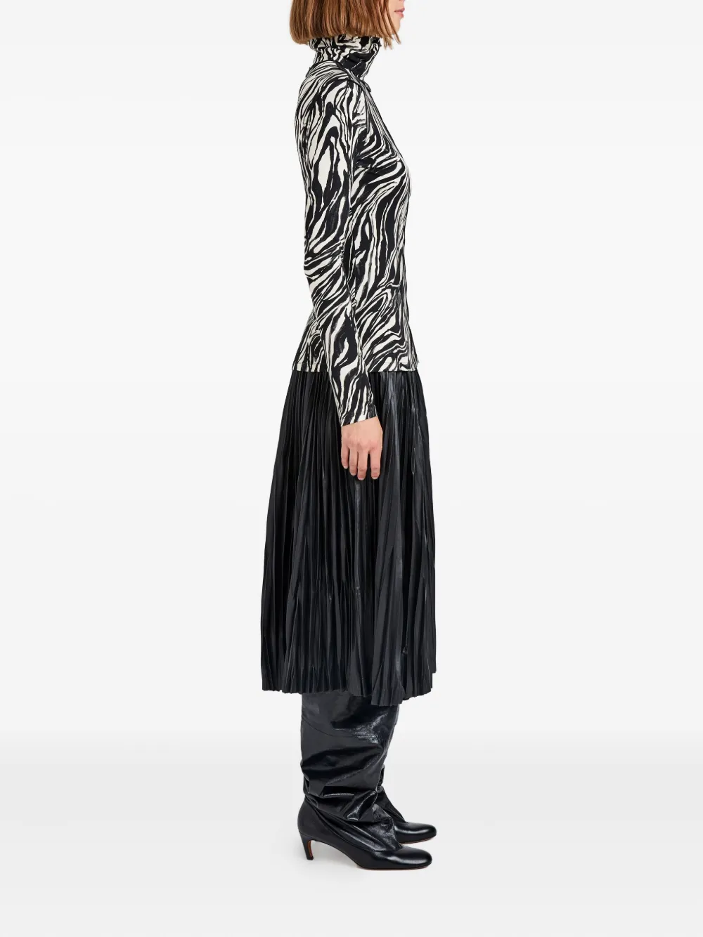 Proenza Schouler White Label Audrey Marble-print Top In Black