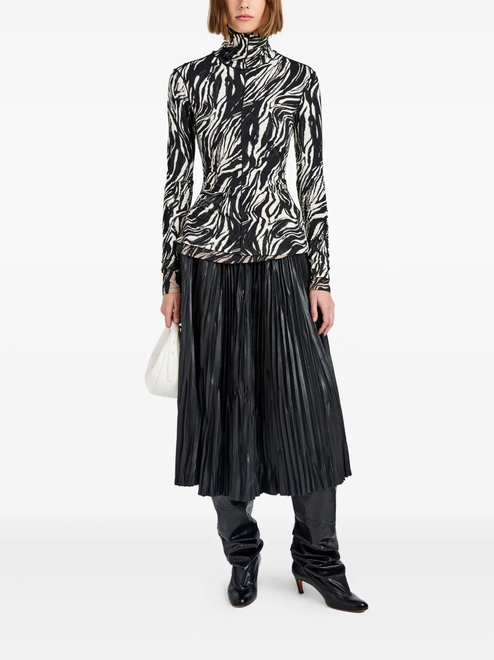 Proenza Schouler White Label Audrey Marble-print Top In Black