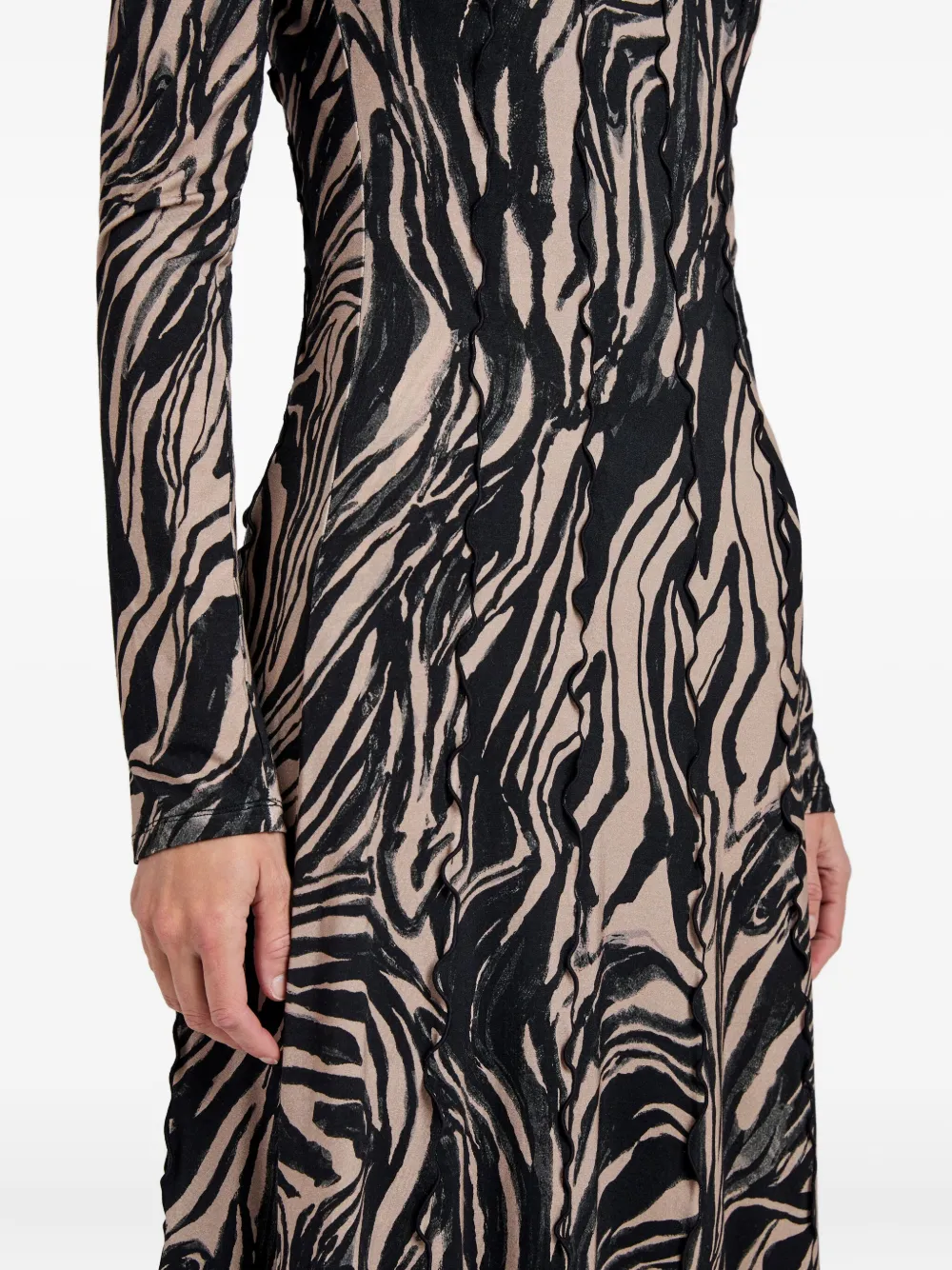 Proenza Schouler White Label Mabel Paneled Printed Jersey Turtleneck Maxi Dress In Neutral