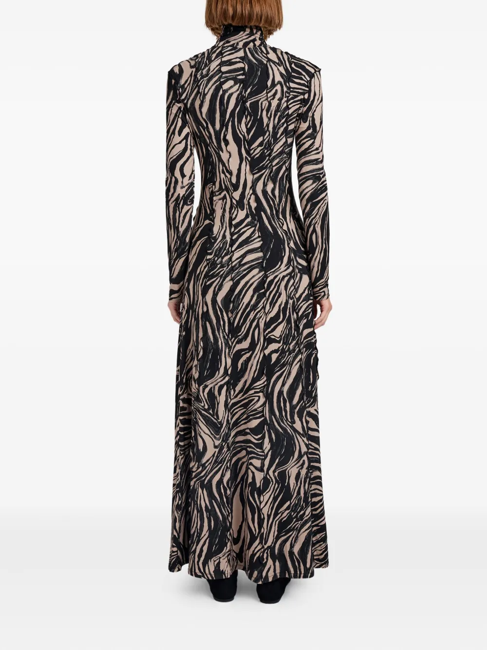 Proenza Schouler White Label Mabel Paneled Printed Jersey Turtleneck Maxi Dress In Neutral