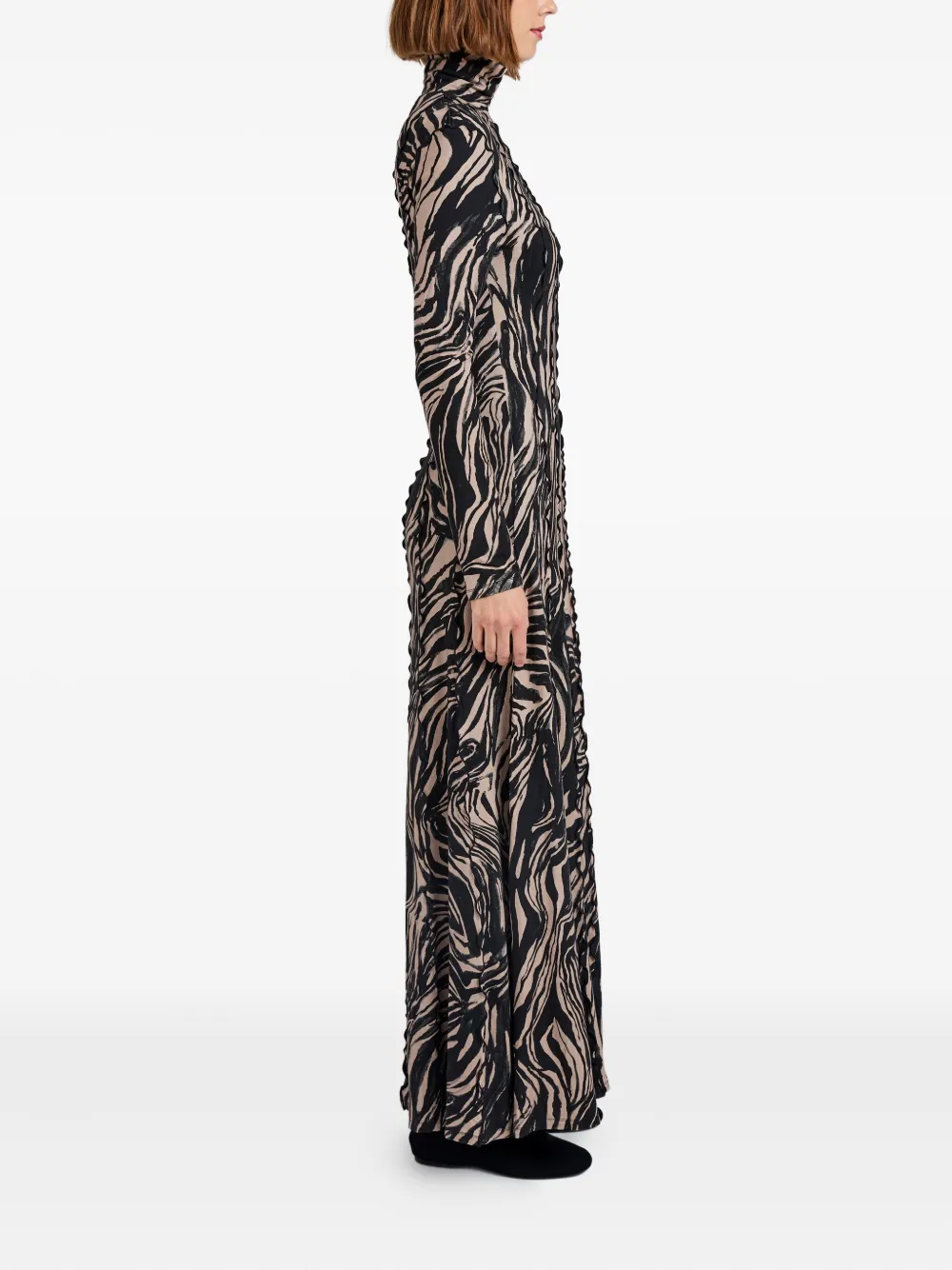 Proenza Schouler White Label Mabel Paneled Printed Jersey Turtleneck Maxi Dress In Neutral