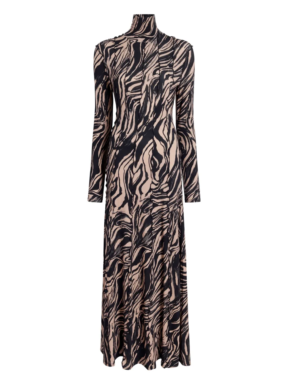 Proenza Schouler White Label Mabel Paneled Printed Jersey Turtleneck Maxi Dress In Neutral