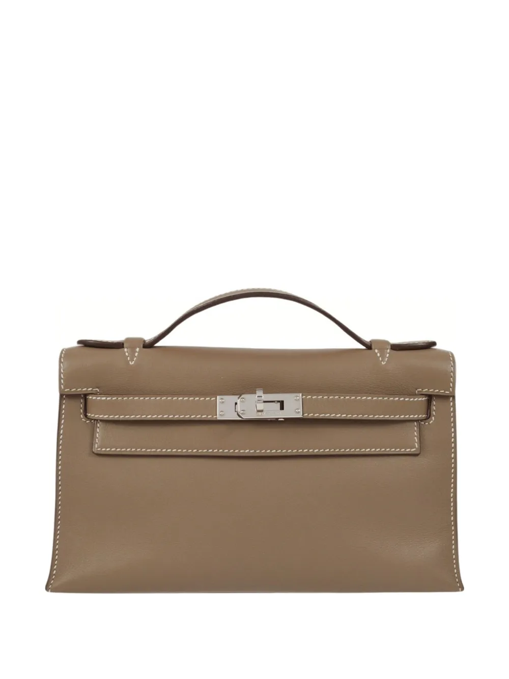 Hermès Pre-Owned Kelly Pochette Palladium Clutch - Marrone