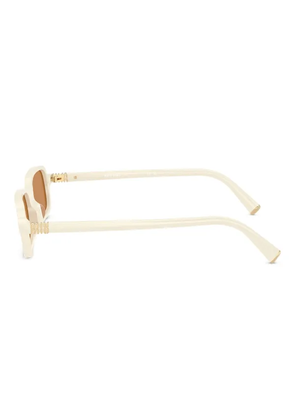 Miu Miu Eyewear Óculos De Sol Retangular | Branco | FARFETCH BR