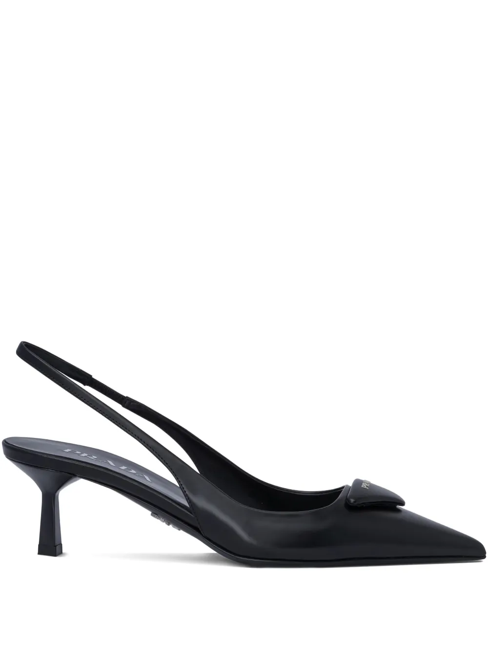 Prada 55 mm slingback pumps met triangel-logo Zwart