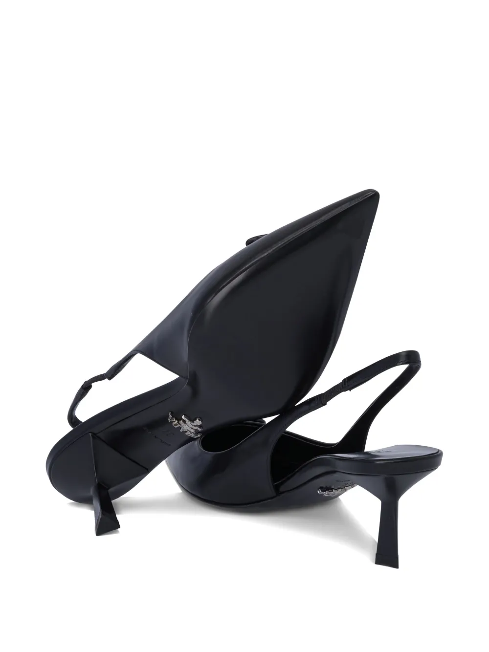 Prada 55 mm slingback pumps met triangel-logo Zwart
