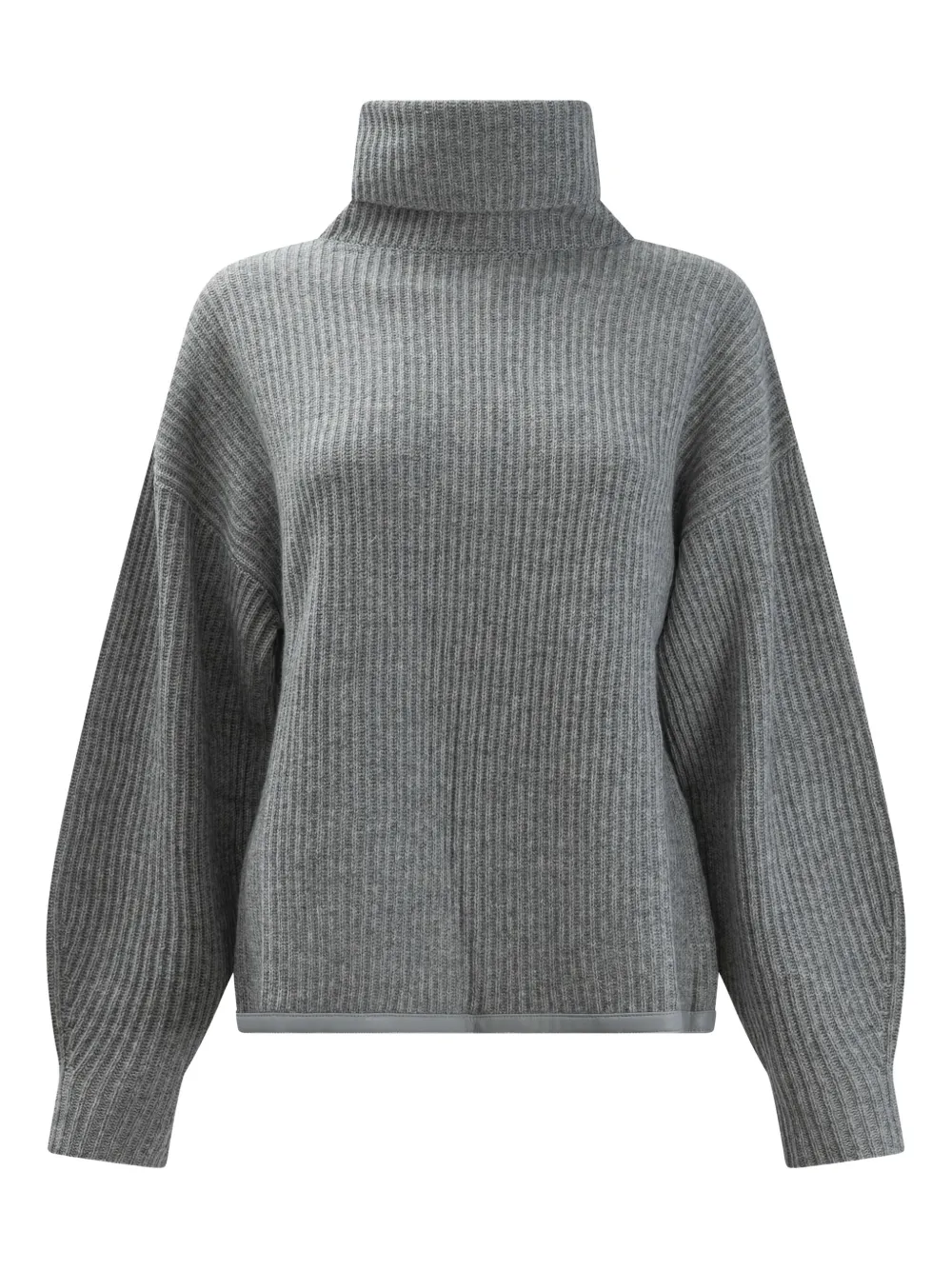Max & Moi Roll-neck Ribbed Sweater In Gray