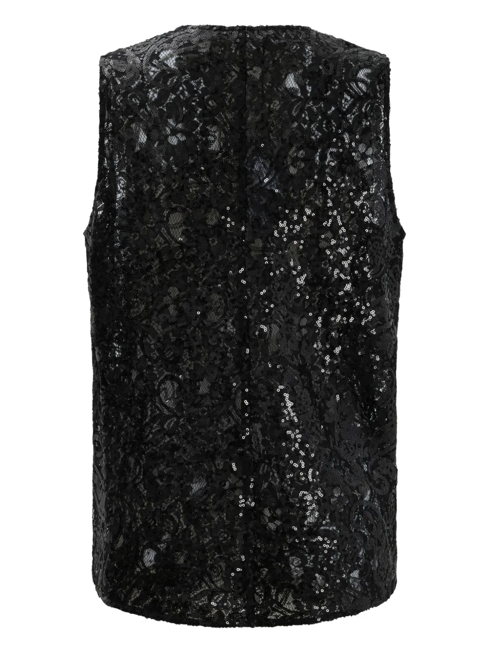 Fit Sequin V-neck Top In Black